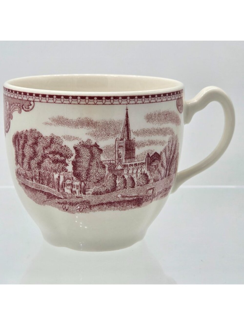 Johnson Brothers Old Britain Castles Pink Flat Cup Saucer Set Kenilworth Castle - Picture 4 of 10